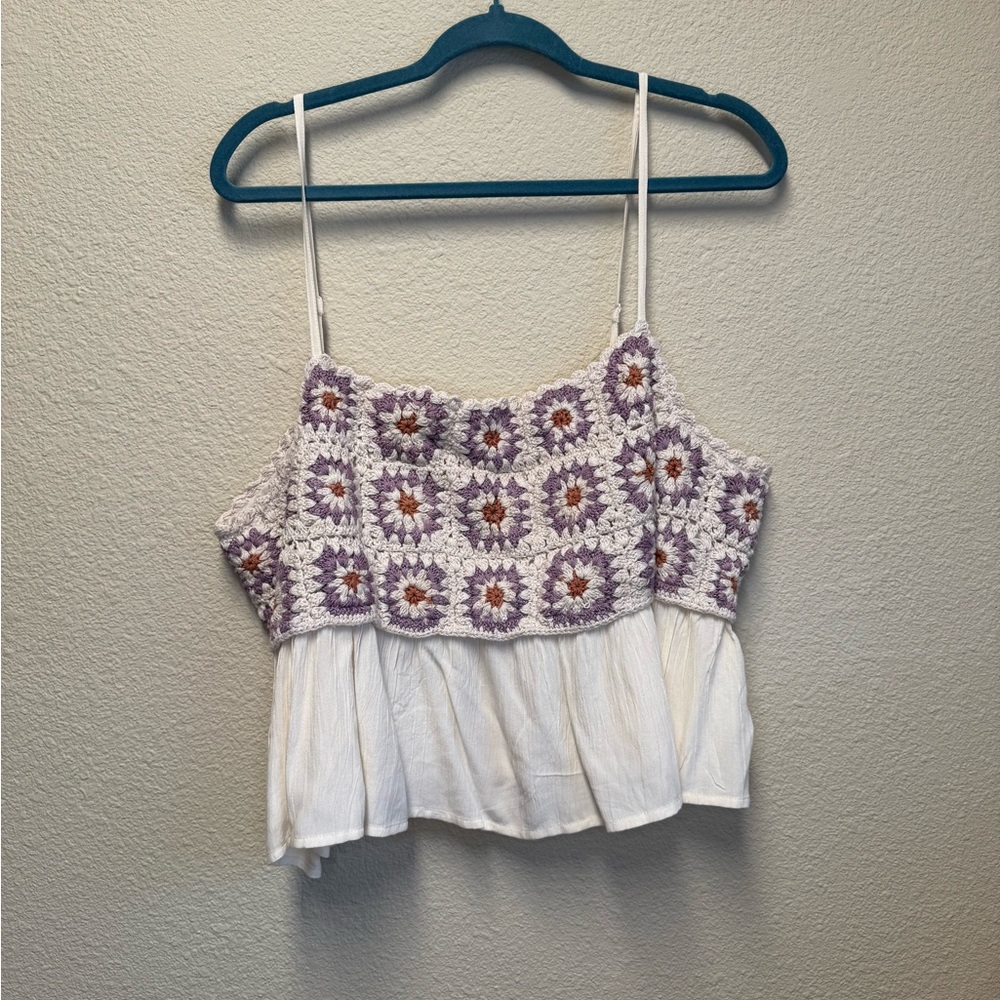 Lucky Brand Crochet Square Crop Top